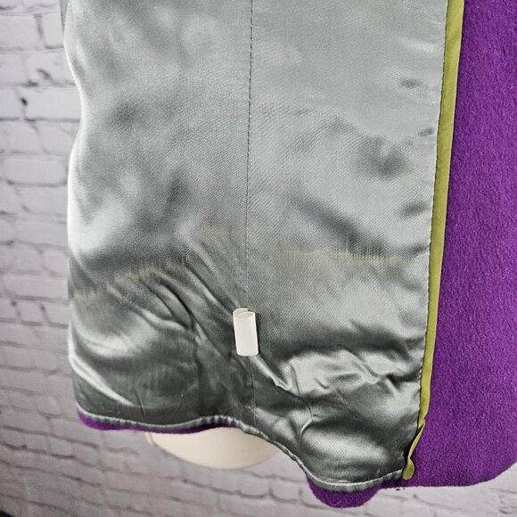 J.Crew Purple 100% Wool Insulated Brown Buttoned Collared Pea Coat Medium M - Picture 4 of 13